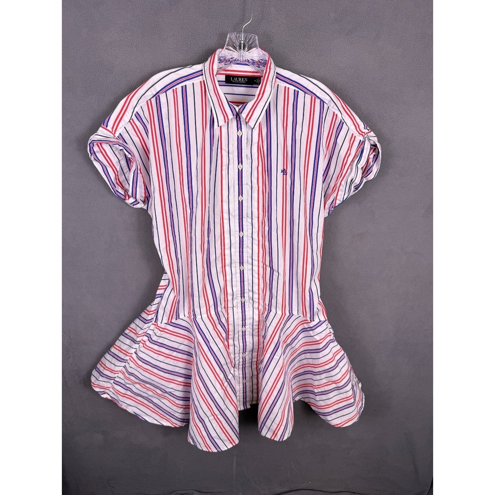 Lauren Ralph Lauren Polo Shirt Dress Striped Summer Nautical Size 10 Beach EUC
